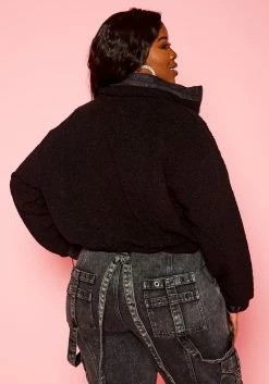 Plus Size Faux Fur High Neck Jacket -Asoph Sales Shop 2021186 001 3