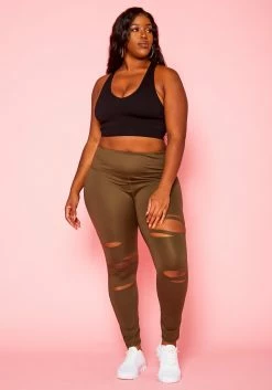 Plus Size High Waist Slit Hem Leggings -Asoph Sales Shop 2021187 002 1