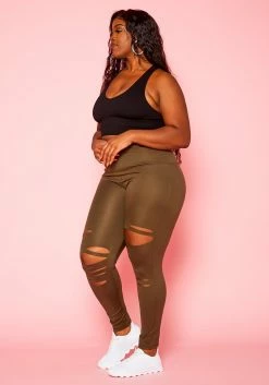 Plus Size High Waist Slit Hem Leggings -Asoph Sales Shop 2021187 002 3
