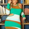 Plus Size Abstract Stripe Knit Mini Dress