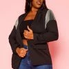 Plus Size Tassel Shoulder Hem Notch Collar Blazer