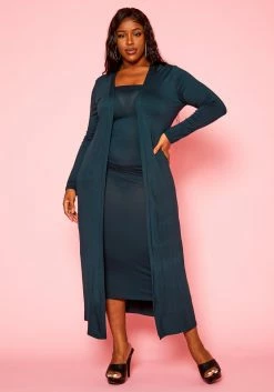 Plus Size Tube Maxi Dress & Cardigan Set