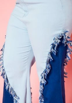 Plus Size Fringe Hem Color Block Flared Jeans -Asoph Sales Shop 2021265 001 5