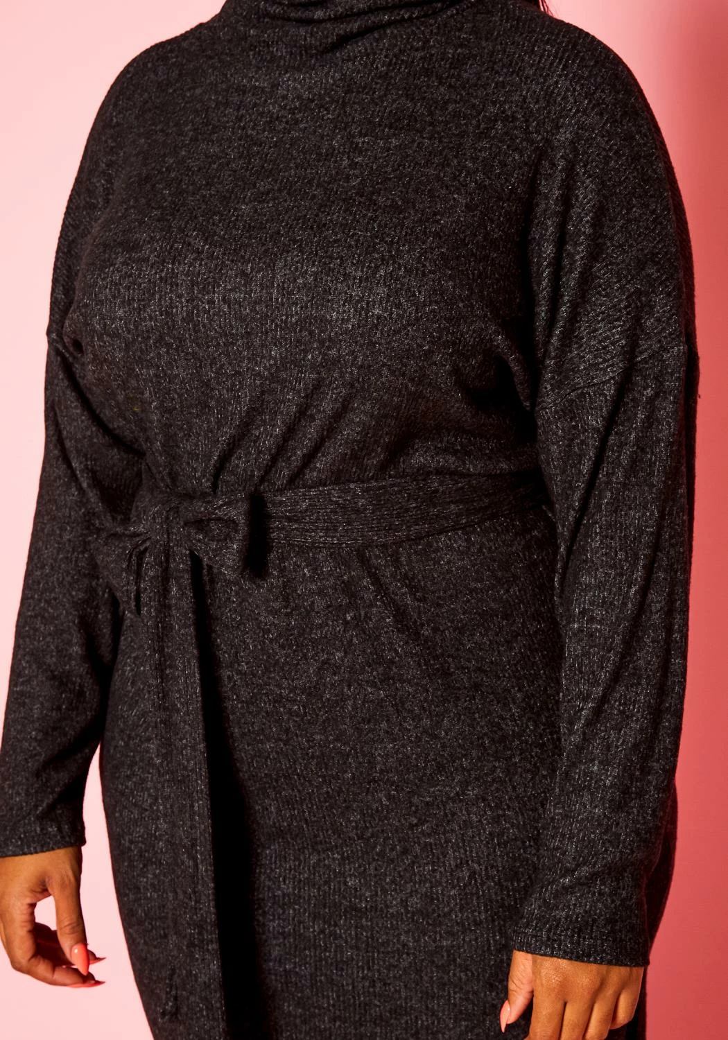 Plus Size Super Soft Turtleneck Ribbed Knit Midi Dress 5 Plus Size Super Soft Turtleneck Ribbed Knit Midi Dress - Image 5