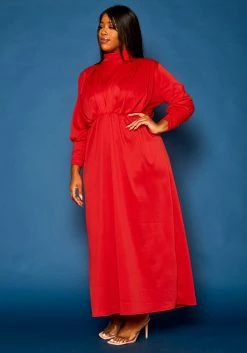 Plus Size Ruched Design Fit & Flare Maxi Dress -Asoph Sales Shop 2021277 002 2