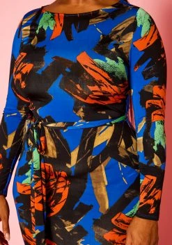 Plus Size Abstract Print Bodycon Midi Dress -Asoph Sales Shop 2021297 001 4