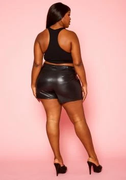Plus Size Faux Leather Skort -Asoph Sales Shop 2021301 001 4