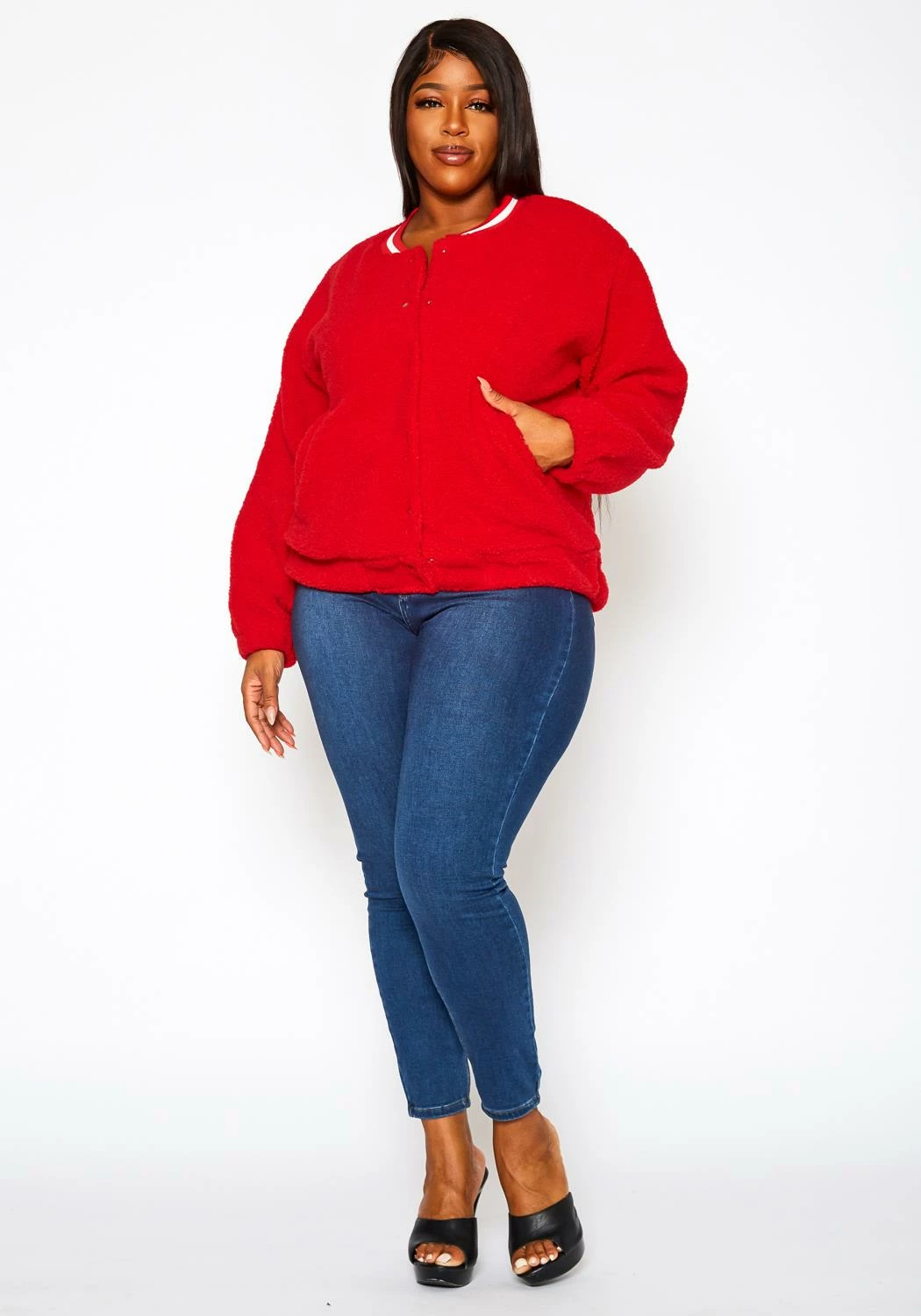 Plus Size Faux Fur Varsity Jacket 2 Plus Size Faux Fur Varsity Jacket - Image 2