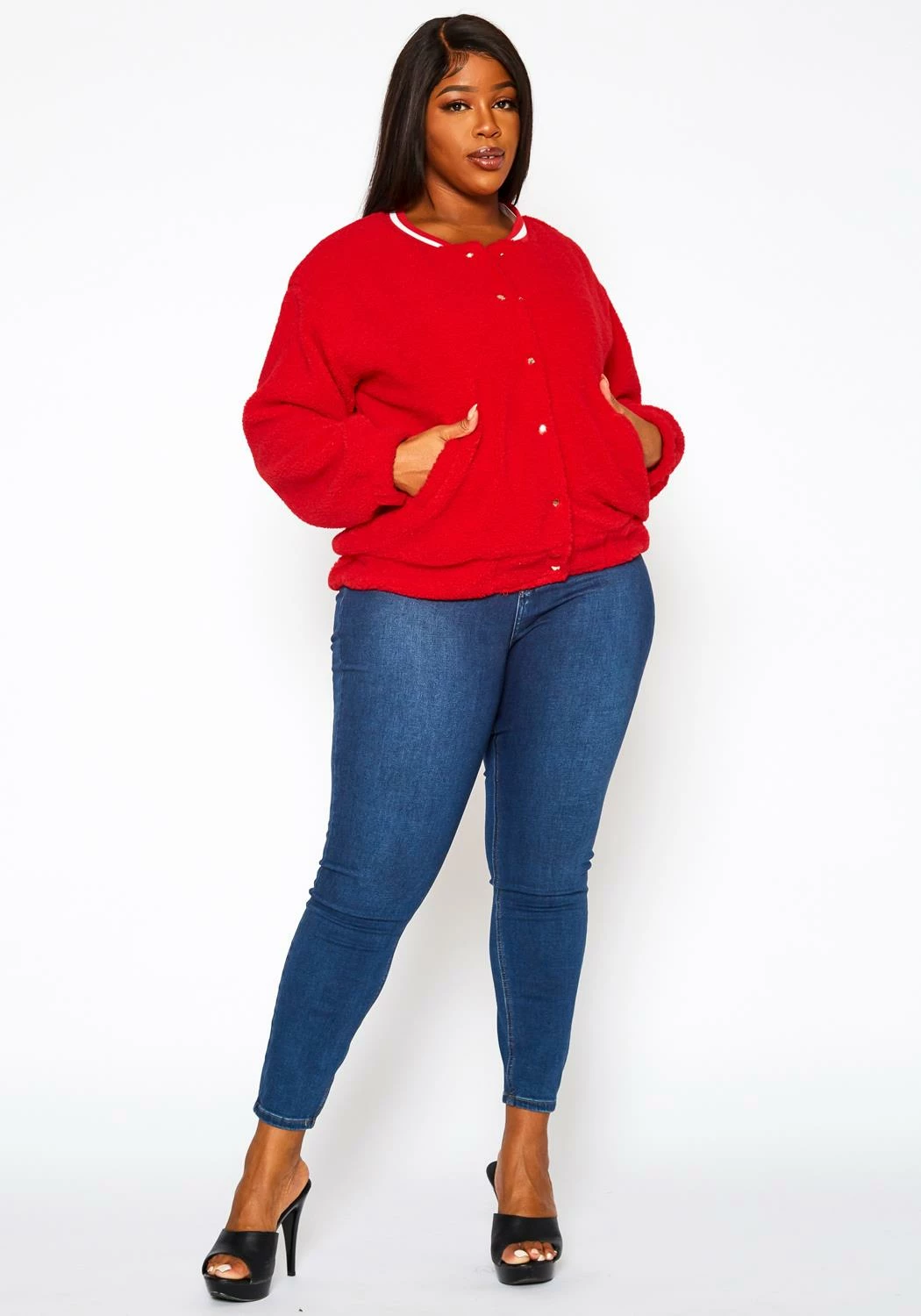 Plus Size Faux Fur Varsity Jacket 3 Plus Size Faux Fur Varsity Jacket - Image 3