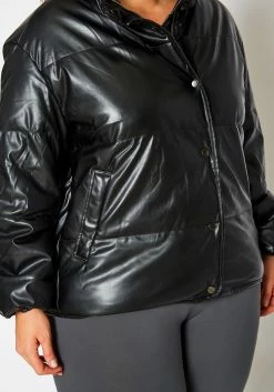 Plus Size Faux Leather Puffer Jacket -Asoph Sales Shop 2021304 001 5