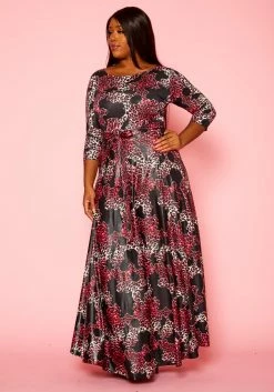 Plus Size Fuchsia Leopard Print Fit & Flare Maxi Dress -Asoph Sales Shop 2021305 001 3