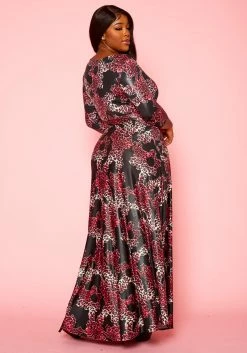 Plus Size Fuchsia Leopard Print Fit & Flare Maxi Dress -Asoph Sales Shop 2021305 001 4