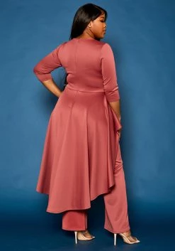 Plus Size High Low Peplum Top & Pants Set -Asoph Sales Shop 2021307 002 4