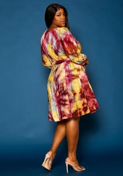Plus Size Tie Dye Fit & Flare Pleated Dress -Asoph Sales Shop 2021308 001 4