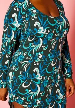 Plus Size Abstract Floral Pattern High Low Maxi Dress -Asoph Sales Shop 2021310 001 5