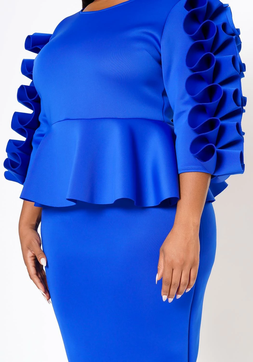 Plus Size Ruffle Hem Peplum Dress 6 Plus Size Ruffle Hem Peplum Dress - Image 6