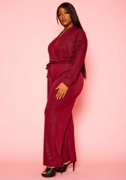 Plus Size Shimmer Long Sleeve Flare Jumpsuit -Asoph Sales Shop 2021323 002 2