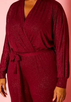 Plus Size Shimmer Long Sleeve Flare Jumpsuit -Asoph Sales Shop 2021323 002 4