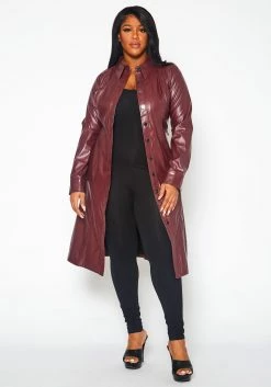 Plus Size Faux Leather Button Front Dress -Asoph Sales Shop 2021330 002 0