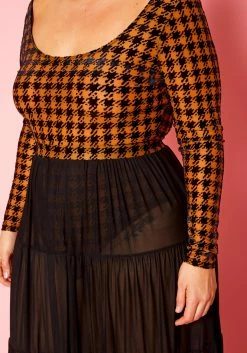 Plus Size Houndstooth Plaid Bodysuit & Tulle Skirt Set -Asoph Sales Shop 2021340 001 4