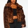 Plus Size Faux Fur Leopard Jacket