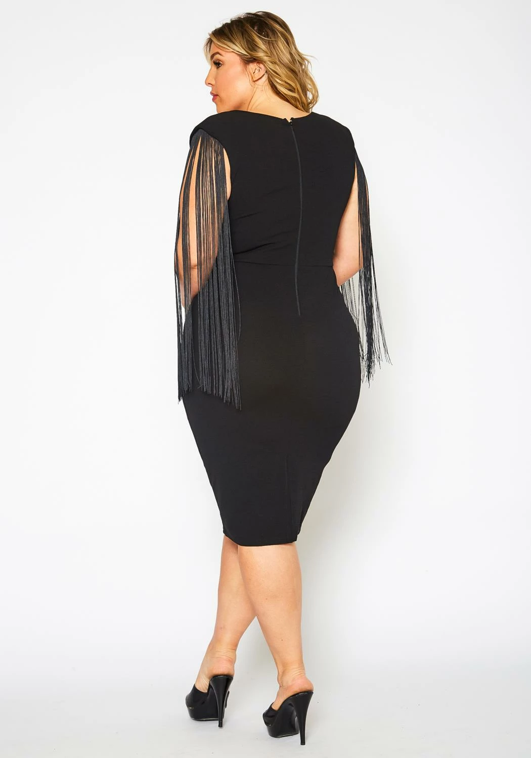 Plus Size Fringe Sleeve Midi Dress 6 Plus Size Fringe Sleeve Midi Dress - Image 6