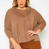 Plus Size Funnel Neck Sweater Top