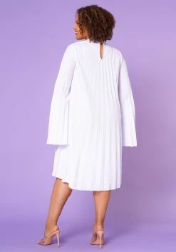 Plus Size Pleated Cape Sleeve Dress 10 Plus Size Pleated Cape Sleeve Dress -Asoph Sales Shop 2021351 004 5