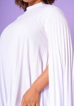 Plus Size Pleated Cape Sleeve Dress 11 Plus Size Pleated Cape Sleeve Dress -Asoph Sales Shop 2021351 004 6
