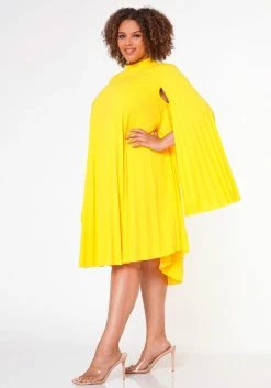 Plus Size Pleated Cape Sleeve Dress 7 Plus Size Pleated Cape Sleeve Dress -Asoph Sales Shop 2021351 005 3