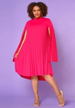 Plus Size Pleated Cape Sleeve Dress -Asoph Sales Shop 2021351 006 3