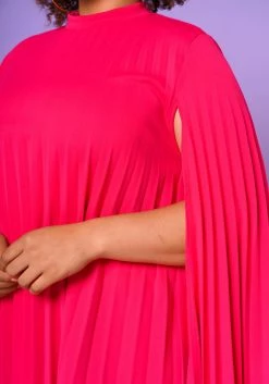 Plus Size Pleated Cape Sleeve Dress -Asoph Sales Shop 2021351 006 6
