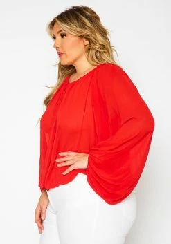 Plus Size Chiffon Dolman Sleeve Blouse -Asoph Sales Shop 2021354 002 3