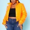 Plus Size PU Leather Puffer Jacket