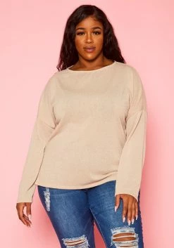 Plus Size Knit Long Sleeve Top