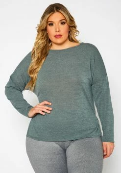 Plus Size Knit Long Sleeve Top