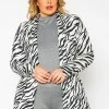 Plus Size Zebra Print Open Front Cardigan