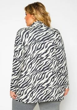 Plus Size Zebra Print Open Front Cardigan -Asoph Sales Shop 2021360 001 3