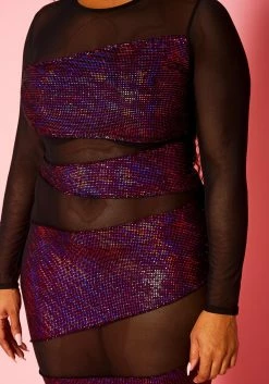Plus Size Half Metallic Half Mesh Bodycon Dress -Asoph Sales Shop 2021366 001 5