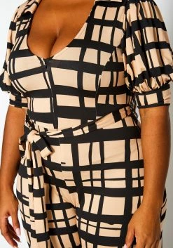 Plus Size Gridline Plaid Print Jumpsuit -Asoph Sales Shop 2021367 001 5
