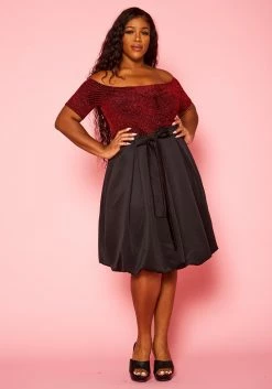 Plus Size Embellished Fit & Flare Dress