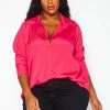 Plus Size Solid Collar Neck Shirt