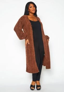 Plus Size Fuzzy Knit Duster Cardigan -Asoph Sales Shop 2021380 002 2