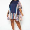 Plus Size Multi Striped Tunic Dress