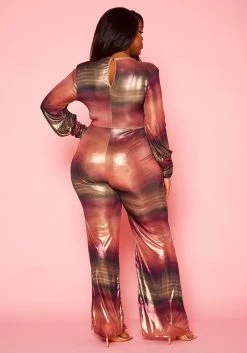 Plus Size Gradient Pattern Metallic Jumpsuit -Asoph Sales Shop 2021389 001 4