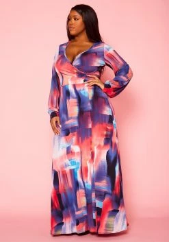 Plus Size Pastel Multi Color Print Fit & Flare Maxi Dress 8 Plus Size Pastel Multi Color Print Fit & Flare Maxi Dress -Asoph Sales Shop 2021398 001 2
