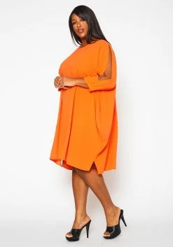 Plus Size Solid Short Sleeve Tunic Dress 9 Plus Size Solid Short Sleeve Tunic Dress -Asoph Sales Shop 2021409 001 4