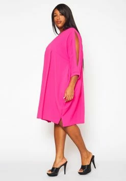 Plus Size Solid Short Sleeve Tunic Dress -Asoph Sales Shop 2021409 002 3