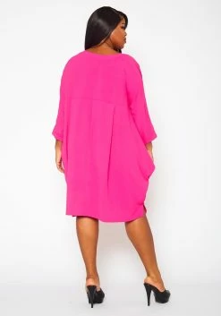 Plus Size Solid Short Sleeve Tunic Dress -Asoph Sales Shop 2021409 002 4