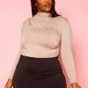 Plus Size High Neck Long Sleeve Bodysuit
